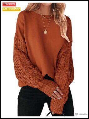 Oversized Cable Knit Sweater for Women Fall Winter